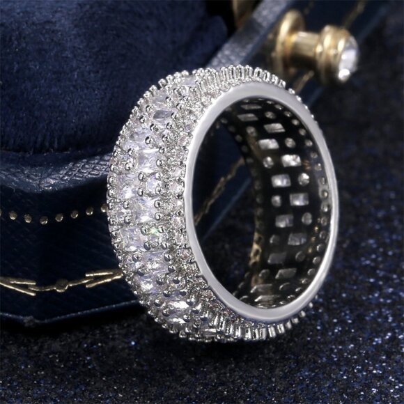 🎊Fashion Rectangle Round Gems Zircon Luxury Eternity Ring for Women, EVGG1386 - Picture 11 of 15